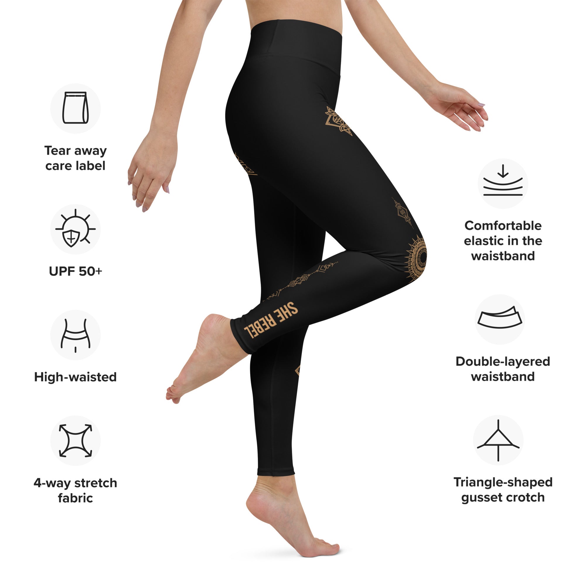 Black Boho Yoga Leggings